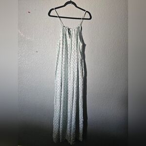 Ava Sky Dress Size Medium Blue,white, And Black Patterns Backless Made Of Rayon